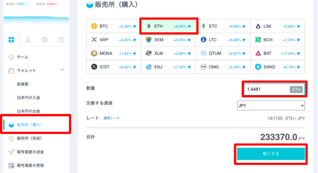 仮想通貨を購入